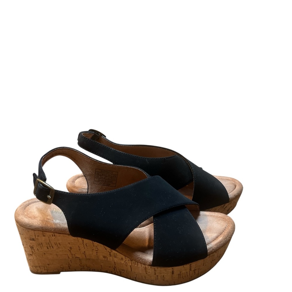 Dream Pairs Black Cork Wedge Sandals with Adjustable Slingback Womens Size 10